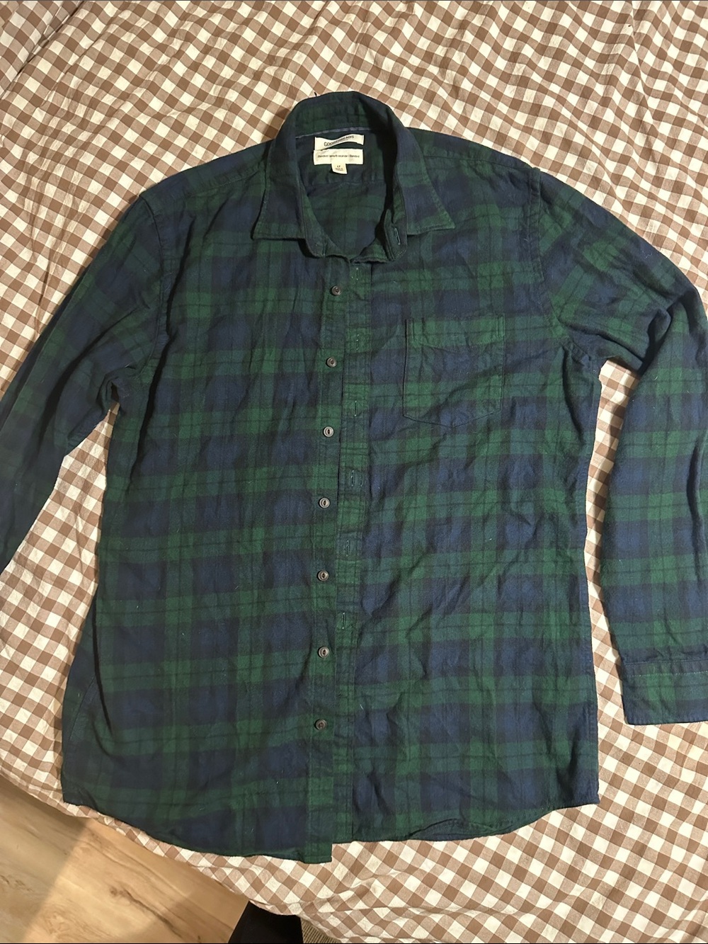 Goodthreads Green and Navy Plaid Button-Down Flannel Shirt